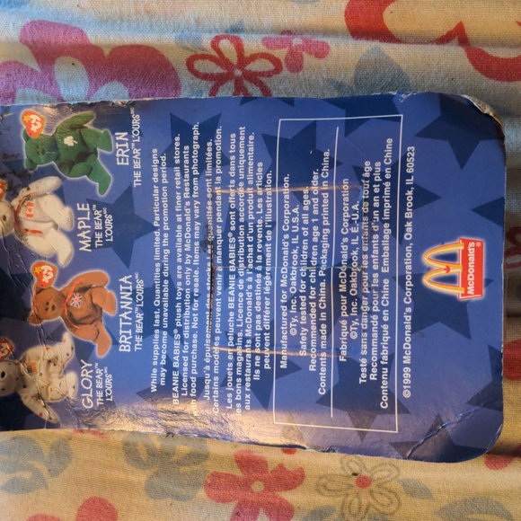 Sealed Mc Donalds Ty Bear 1999 Glory The Bear - Picture 5 of 9